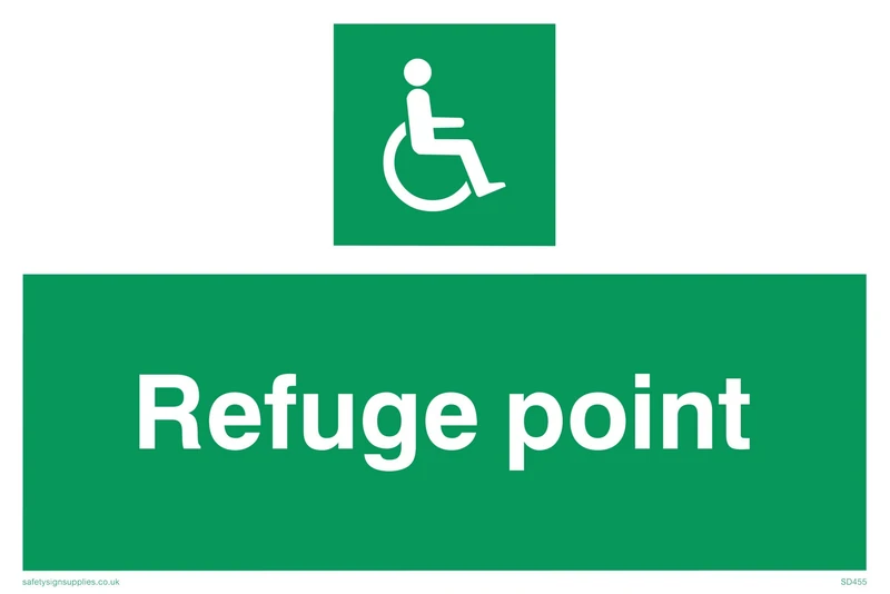 Viking Signs SD455-A2L-3D "Refuge Point" Sign, 3 mm Double Sided Rigid PVC, 400 mm H x 600 mm W - Image 1