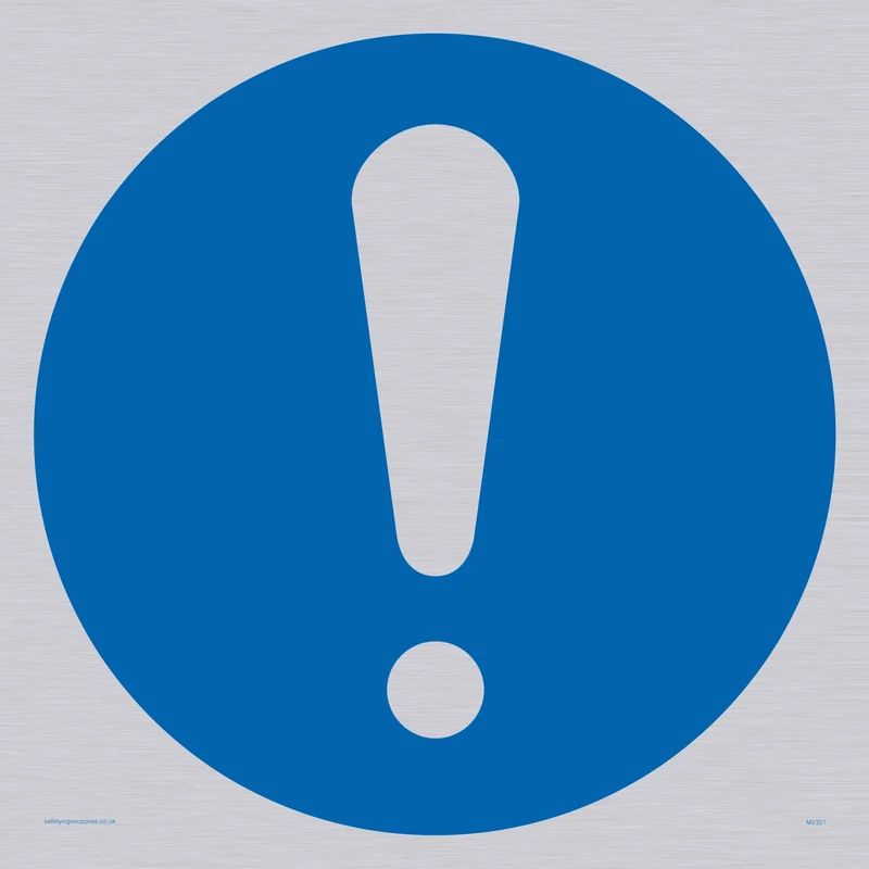 Viking Signs MV321-S40-S Exclamation Symbol Sign, Rigid Silver Plastic, 400 mm H x 400 mm W - Image 1