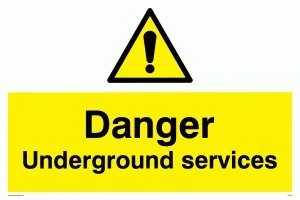 Viking Signs WC491-A2L-3D "Danger Underground Services" Sign, 3 mm Double Sided Rigid PVC, 400 mm H x 600 mm W