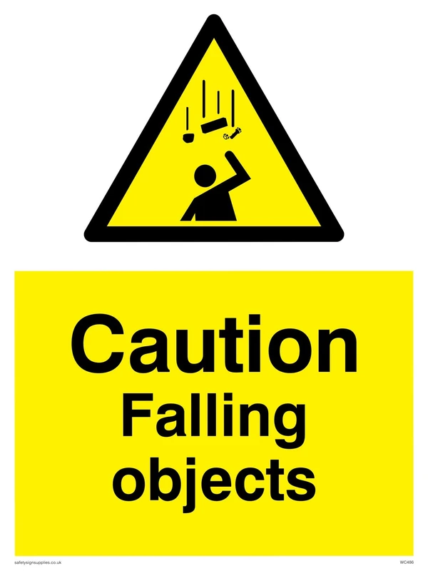 Viking Signs WC486-A1P-1M "Caution Falling Objects" Sign, 1 mm Semi-Rigid Plastic, 800 mm H x 600 mm W - Image 1