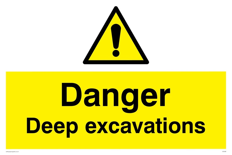 Viking Signs WC489-A2L-AC "Danger Deep Excavations" Sign, Aluminium Composite, 400 mm H x 600 mm W