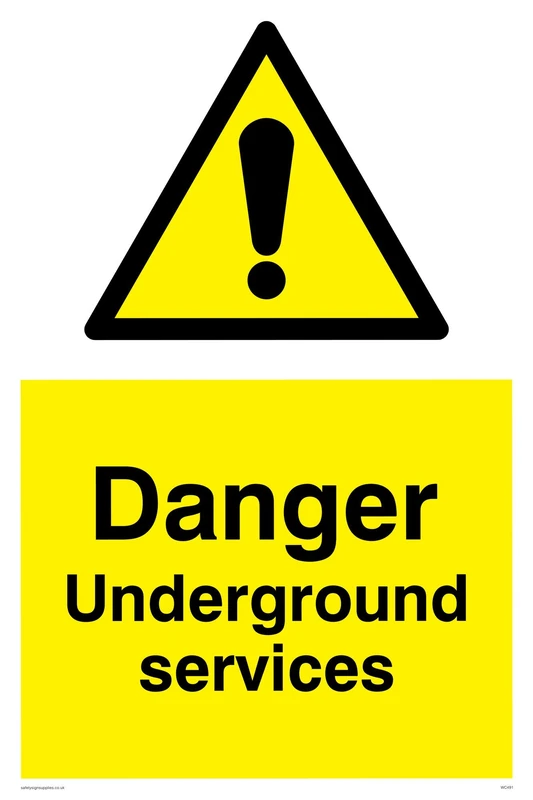 Viking Signs WC491-A2P-3M "Danger Underground Services" Sign, 3 mm Rigid Plastic, 600 mm H x 400 mm W - Image 1