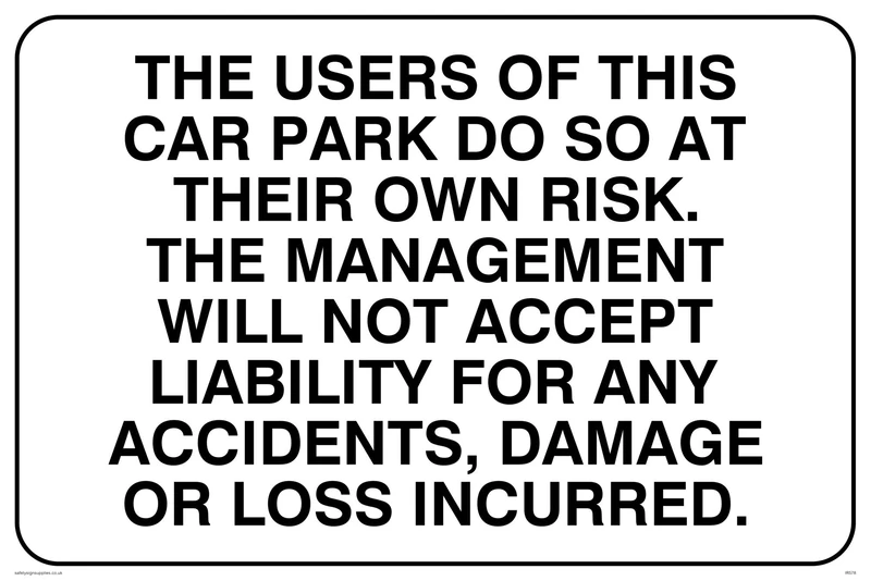 Viking Signs IR578-A2L-3M Carpark Liability Disclaimer Sign, 3 mm Plastic Rigid, 400 mm H x 600 mm W,Blue