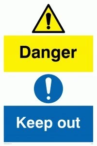 Viking Signs WA493-A1P-1M "Danger Keep Out" Sign, 1 mm Semi-Rigid Plastic, 800 mm H x 600 mm W