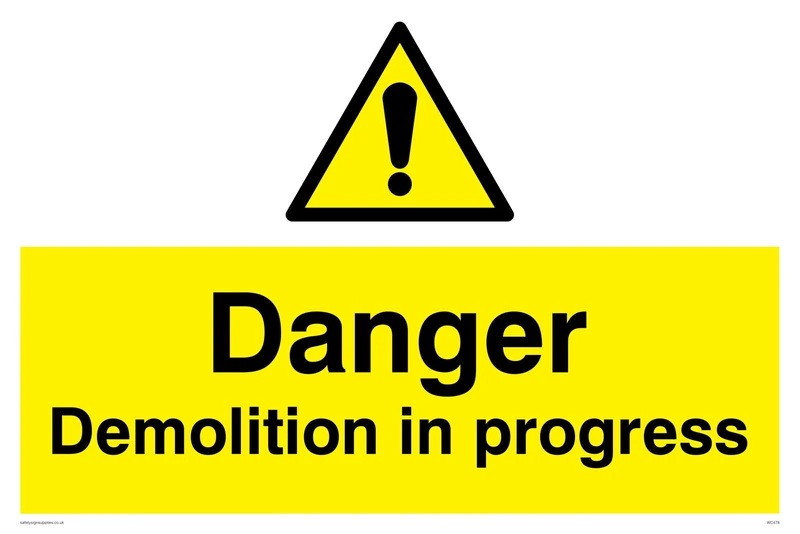 Viking Signs WC478-A2L-3D "Danger Demolition In Progress" Sign, 3 mm Double Sided Rigid PVC, 400 mm H x 600 mm W