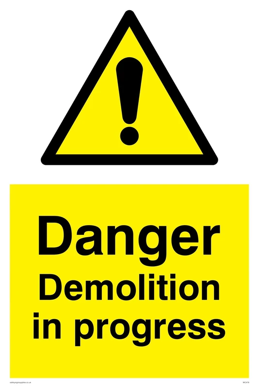 Viking Signs WC478-A2P-AC "Danger Demolition In Progress" Sign, Aluminium Composite, 600 mm H x 400 mm W