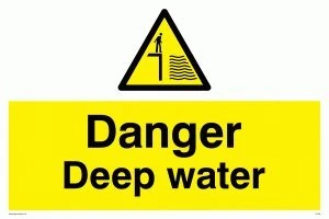 Viking Signs WC498-A1L-3D "Danger Deep Water" Sign, 3 mm Double Sided Rigid PVC, 600 mm H x 800 mm W
