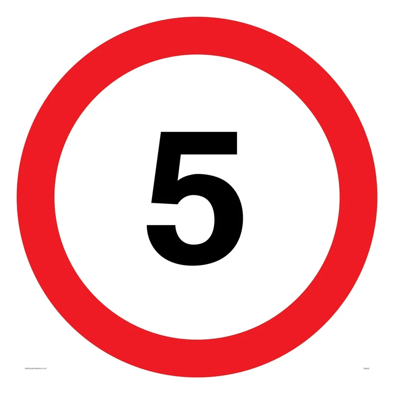 Viking Signs PR542-S60-AC "5" Mph Or 5Kph Road Speed Symbol Sign, Aluminium Composite, 600 mm H x 600 mm W