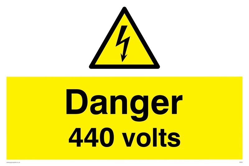 Viking Signs WE84-A2L-AC "Danger 440 Volts" Sign, Aluminium Composite, 400 mm H x 600 mm W