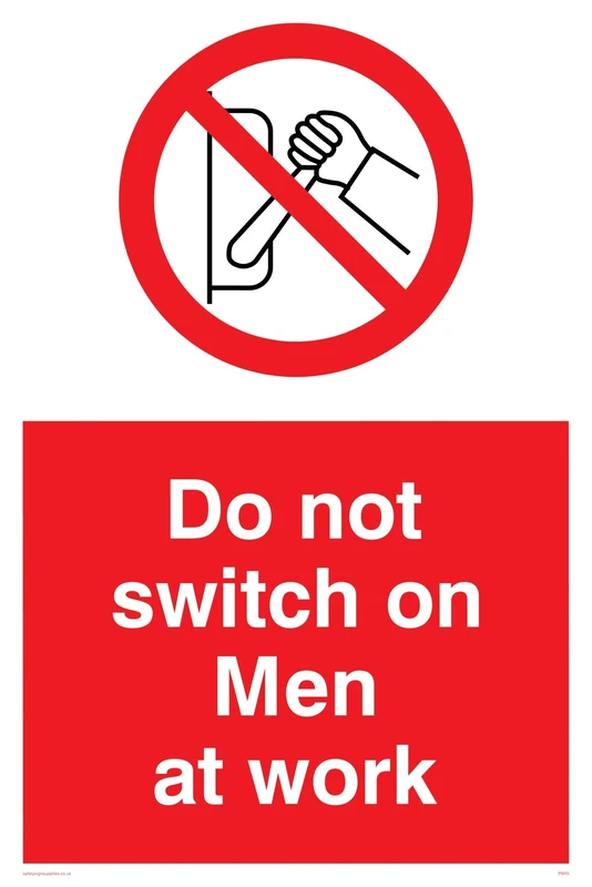 Viking Signs PM45-A2P-AC "Do Not Switch On Men At Work" Sign, Aluminium Composite, 600 mm H x 400 mm W