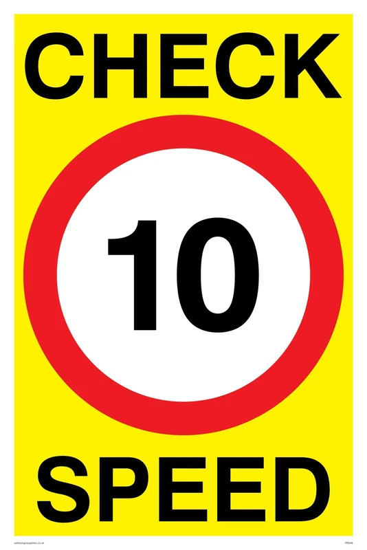 Viking Signs PR546-A2P-3M "Check 10 Speed" Sign, 3 mm Rigid Plastic, 600 mm H x 400 mm W