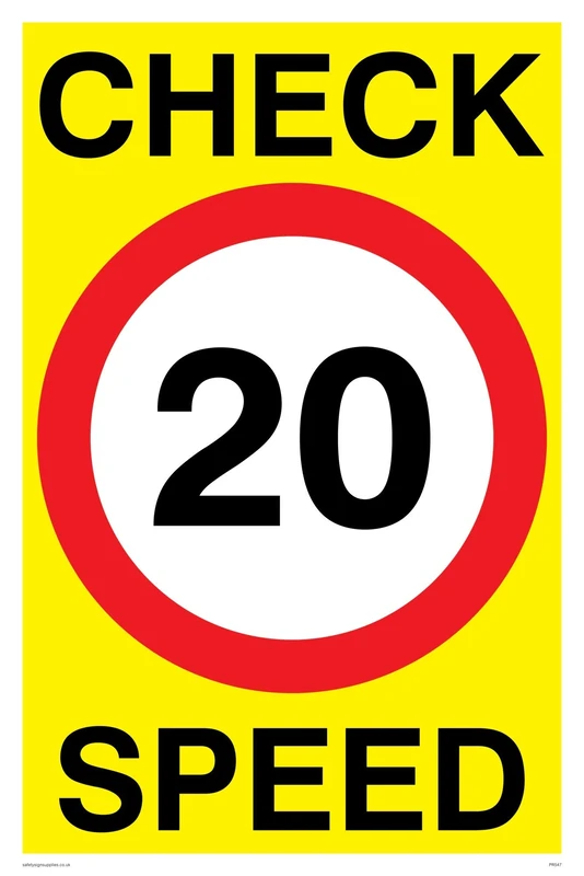 Viking Signs PR547-A2P-AC "Check 20 Speed" Sign, Aluminium Composite, 600 mm H x 400 mm W