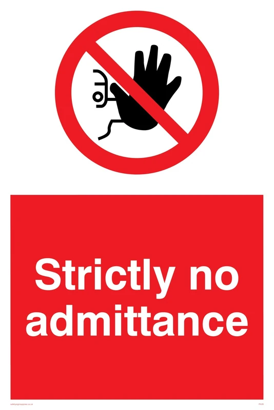 Viking Signs PA28-A2P-AC "Strictly No Admittance" Sign, Aluminium Composite, 600 mm H x 400 mm W