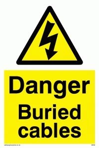 Viking Signs WE93-A2P-3M "Danger Buried Cables" Sign, 3 mm Rigid Plastic, 600 mm H x 400 mm W