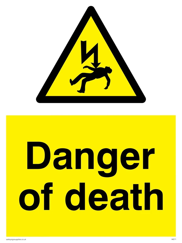 Viking Signs WE71-A1P-3M "Danger Of Death" Sign, 3 mm Rigid Plastic, 800 mm H x 600 mm W