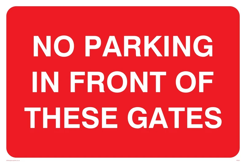 Viking Signs PR591-A2L-AC "No Parking In Front Of Gates" Sign, Aluminium Composite, 400 mm H x 600 mm W