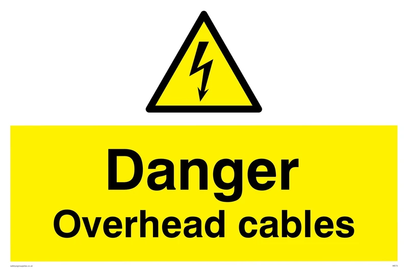 Viking Signs WE73-A2L-AC "Danger Overhead Cables" Sign, Aluminium Composite, 400 mm H x 600 mm W