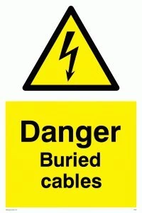 Viking Signs WE93-A1P-1M "Danger Buried Cables" Sign, 1 mm Semi-Rigid Plastic, 800 mm H x 600 mm W