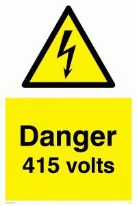 Viking Signs WE83-A2P-AC "Danger 415 Volts" Sign, Aluminium Composite, 600 mm H x 400 mm W