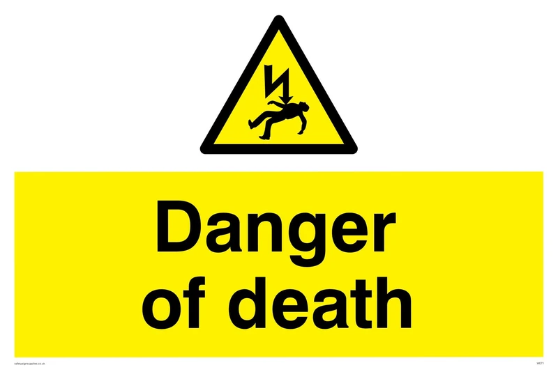 Viking Signs WE71-A2L-AC "Danger Of Death" Sign, Aluminium Composite, 400 mm H x 600 mm W