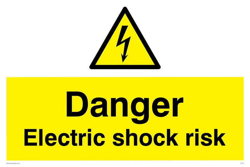 Viking Signs WE72-A2L-AC "Danger Electric Shock Risk" Sign, Aluminium Composite, 400 mm H x 600 mm W