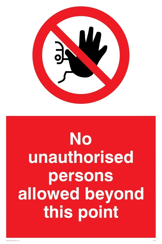 Viking Signs PA30-A2P-AC "No Unauthorised Persons Allowed Beyond This Point" Sign, Aluminium Composite, 600 mm H x 400 mm W