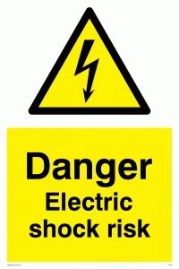 Viking Signs WE72-A1P-1M "Danger Electric Shock Risk" Sign, 1 mm Semi-Rigid Plastic, 800 mm H x 600 mm W