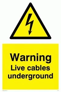 Viking Signs WE76-A2P-AC "Warning Live Cables Underground" Sign, Aluminium Composite, 600 mm H x 400 mm W