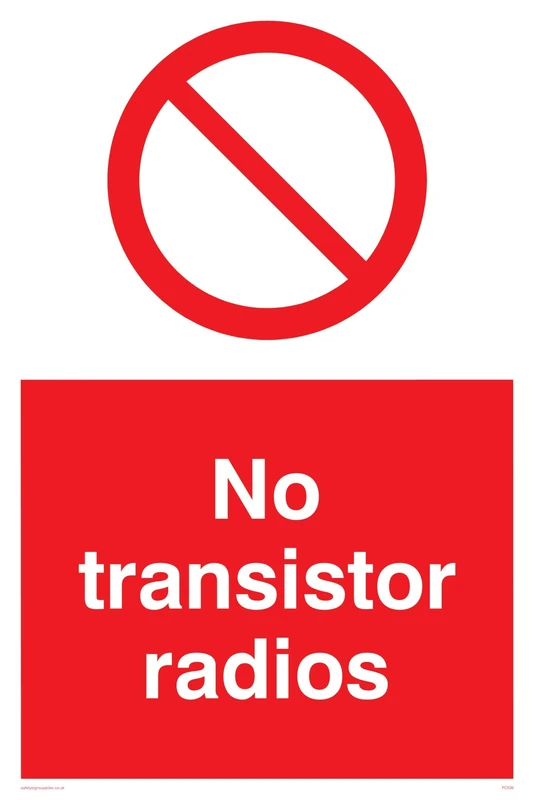 Viking Signs PC536-A2P-3M "No Transistor Radios" Sign, 3 mm Rigid Plastic, 600 mm H x 400 mm W