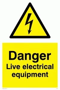 Viking Signs WE78-A2P-3M "Danger Live Electrical Equipment" Sign, 3 mm Rigid Plastic, 600 mm H x 400 mm W