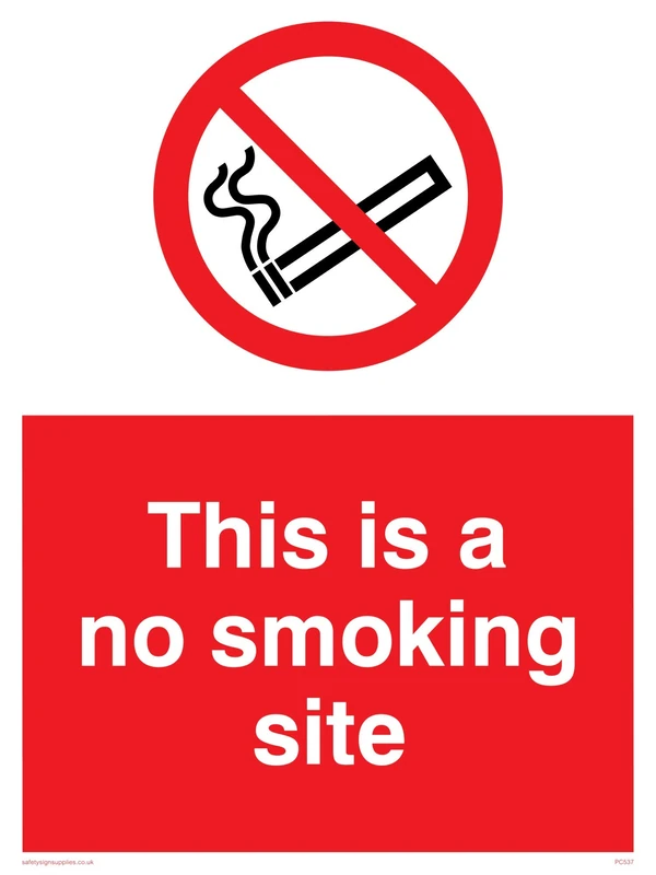 Viking Signs PC537-A1P-1M "This Is A No Smoking Site" Sign, 1 mm Semi-Rigid Plastic, 800 mm H x 600 mm W - Image 1