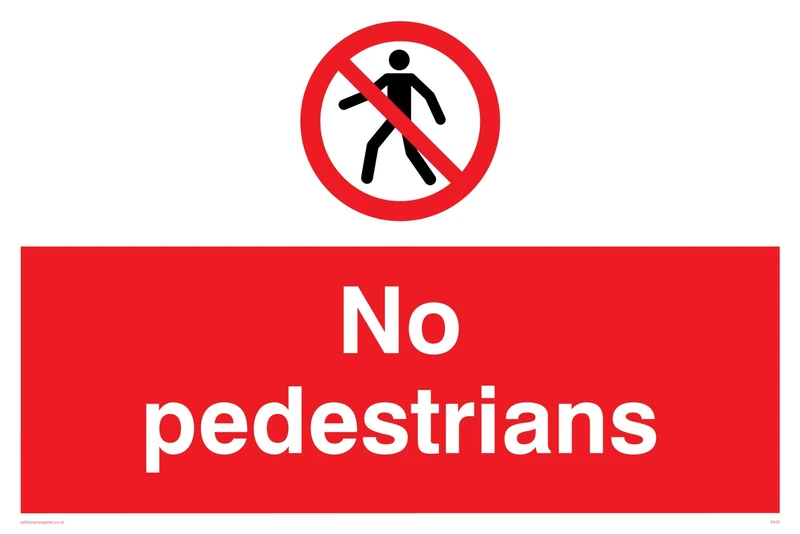 Viking Signs PA33-A2L-3M No Pedestrians Symbol Sign, 3 mm Rigid Plastic, 400 mm H x 600 mm W