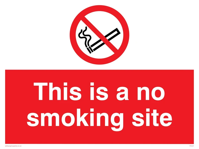 Viking Signs PC537-A1L-3M "This Is A No Smoking Site" Sign, 3 mm Rigid Plastic, 600 mm H x 800 mm W