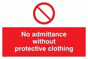 Viking Signs PA46-A1L-AC "No Admittance Without Protective Clothing" Sign, Aluminium Composite, 600 mm H x 800 mm W