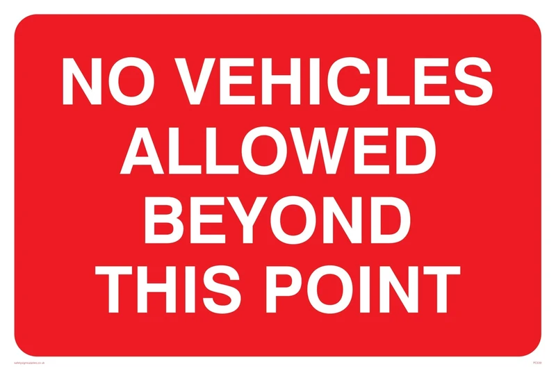 Viking Signs PC539-A2L-AC "No Vehicles Allowed Beyond This Point" Sign, Aluminium Composite, 400 mm H x 600 mm W
