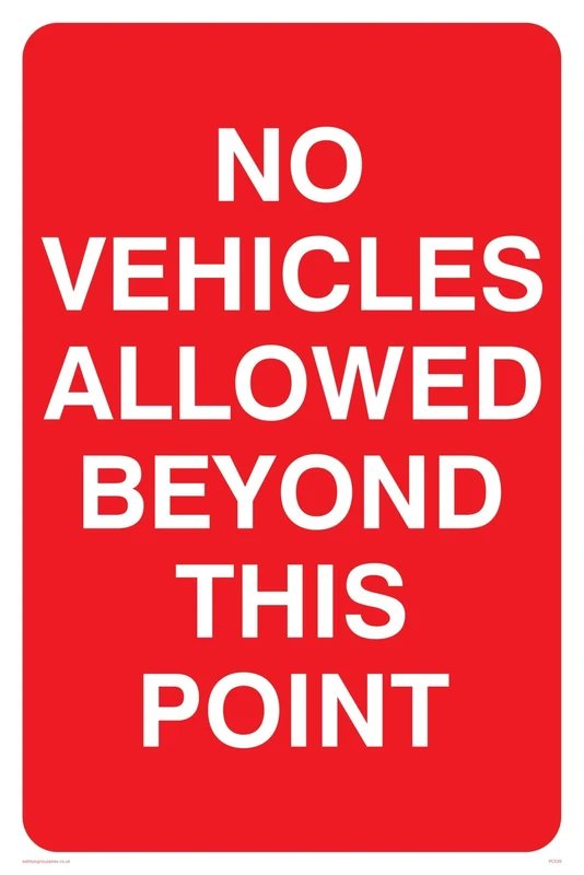 Viking Signs PC539-A2P-AC "No Vehicles Allowed Beyond This Point" Sign, Aluminium Composite, 600 mm H x 400 mm W