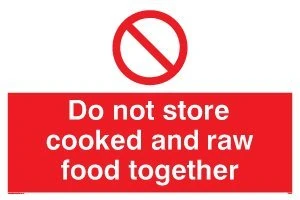 Viking Signs PH208-A2L-AC "Do Not Store Cooked And Raw Food Together" Sign, Aluminium Composite, 400 mm H x 600 mm W