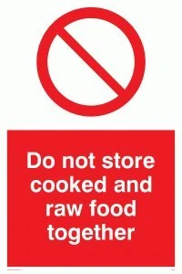 Viking Signs PH208-A1P-1M "Do Not Store Cooked And Raw Food Together" Sign, 1 mm Semi-Rigid Plastic, 800 mm H x 600 mm W