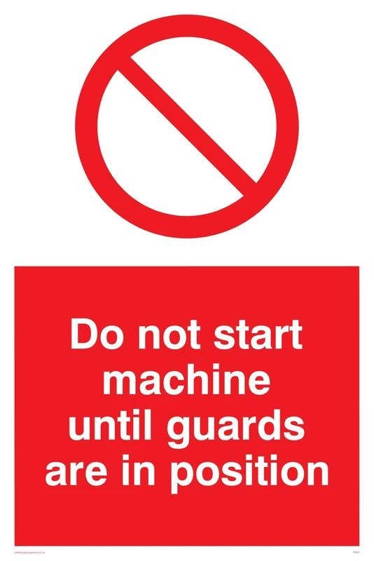 Viking Signs PM41-A2P-3M "Do Not Start Machine Until Guards Are In Position" Sign, 3 mm Rigid Plastic, 600 mm H x 400 mm W