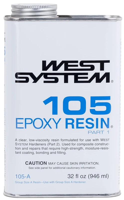 WEST SYSTEM 105 Epoxy Resin 946ml - Clear Resin for Deep Pour Casting, Wood, Metal & Fibreglass Repairs- Marine Grade Epoxy Glue for Woodwork, Repair and DIY - Pair with Hardener for Use