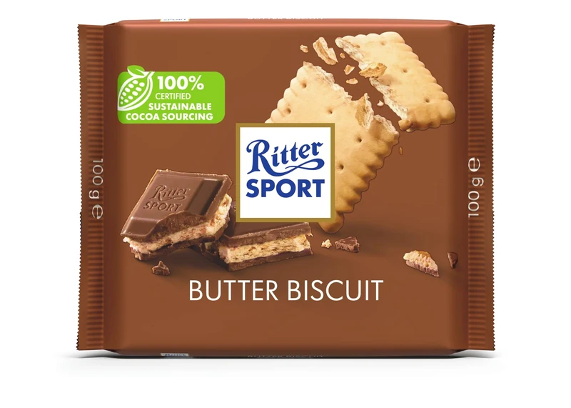 Ritter Sport Butter Biscuit Milk Chocolate, 100g, Chocolate Sharing Bar