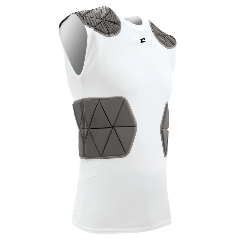 Champro Tri-Flex Football Compression Shirt with Cushion System, White Body, Grey Inset, Large (FJU6YWL)