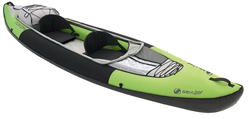 Sevylor Inflatable Kayak Yukon, 2 man Canadian Canoe, Sea Kayak with Bag, Manometer and Fin, 382 x 98 cm