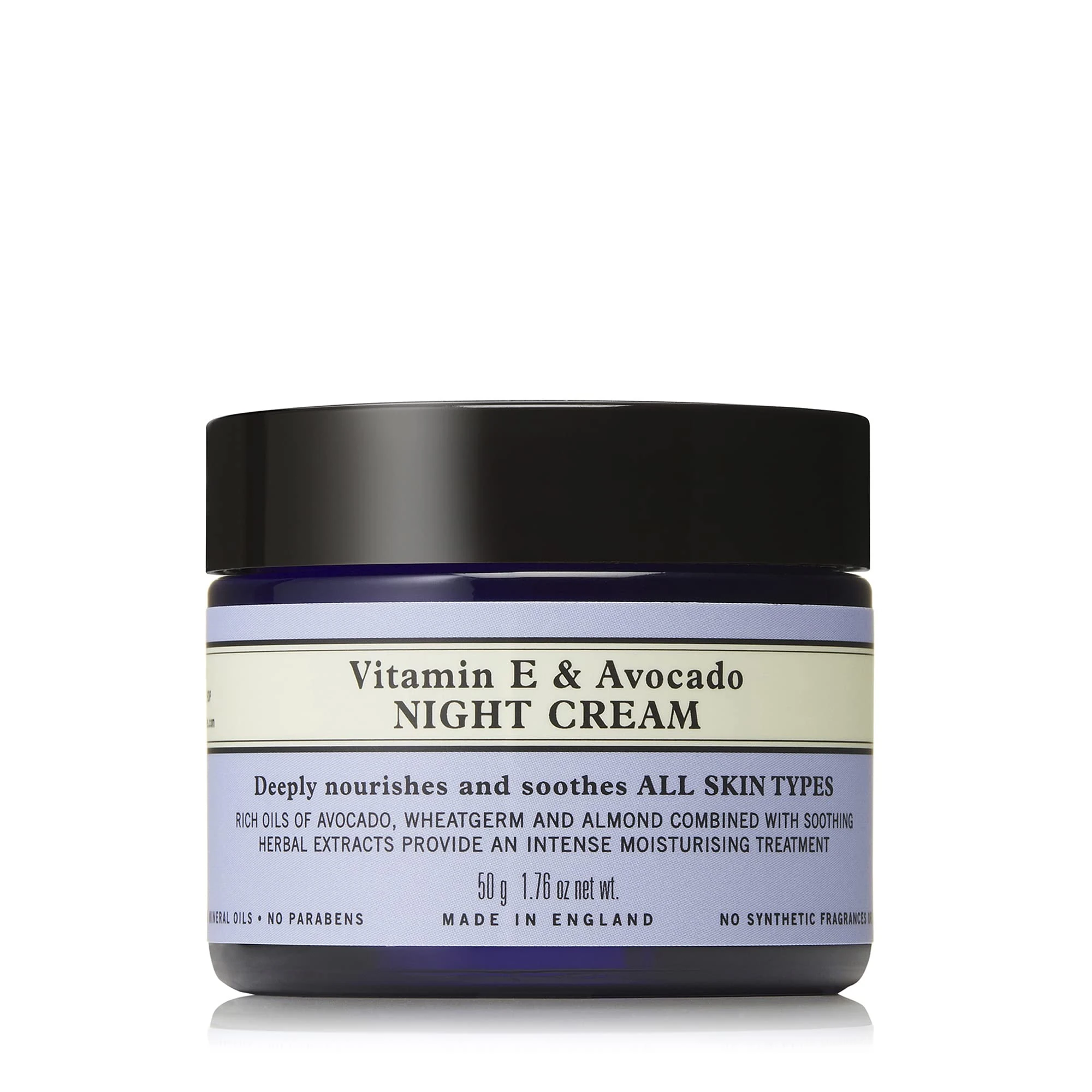 Neal's Yard Remedies Vitamin E & Avocado Night Cream, Deeply Moisturising & Replenishing, Face Moisturiser, Vegan & Cruelty-Free, 50g