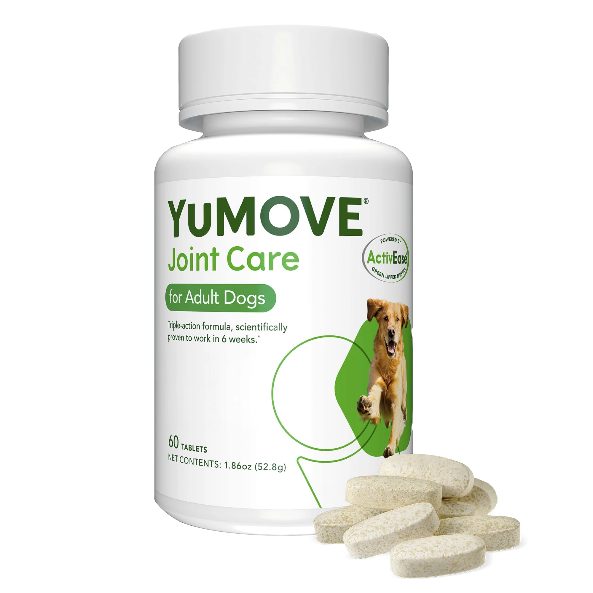 YuMOVE Joint Supplement for Dogs, Essential Dog Hip and Joint Aid for Stiff Adult Dogs with Glucosamine, Chondroitin & Green Lipped Mussel, 60 Tablets