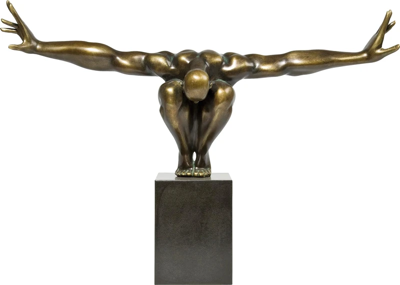 Kare Design Deco Figure Athlete, Bronze, Home Decor, Sculpture, Giftidea, Accessoires, Real Marble Base, 52x75x23cm (H/W/D)