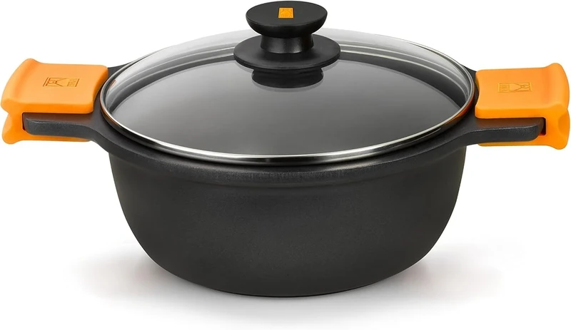 BRA Efficient Cast Aluminium Tall Casserole, 24 cm, Highly Durable cast Aluminium with pfoa-Free Non-Stick Coating.All Cookers Including Induction