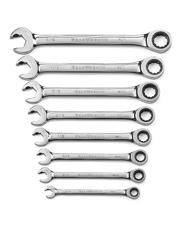 GearWrench 85599 8 Piece SAE Ratcheting Open End Wrench Set by Apex Tool Group