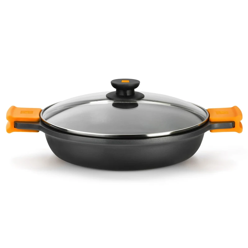 Braisogona Efficient Low Casserole with Lid, 36 cm, Cast Aluminium, Grey, 30 x 36 x 30 cm