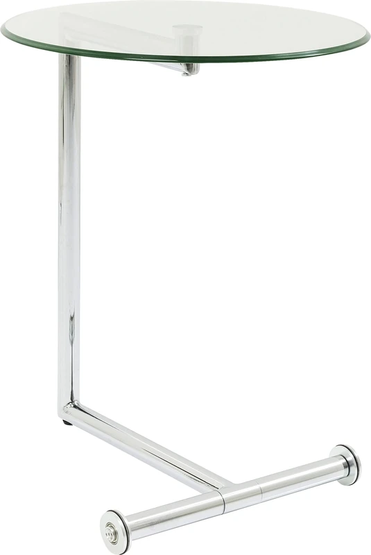 Kare Design Side Table Easy Living Clear, Silver, Steel Chromed, Safety Glass, Coffee Table, Table for Living Room, bedroom, hallway, 63x46x46 cm (H/W/D)